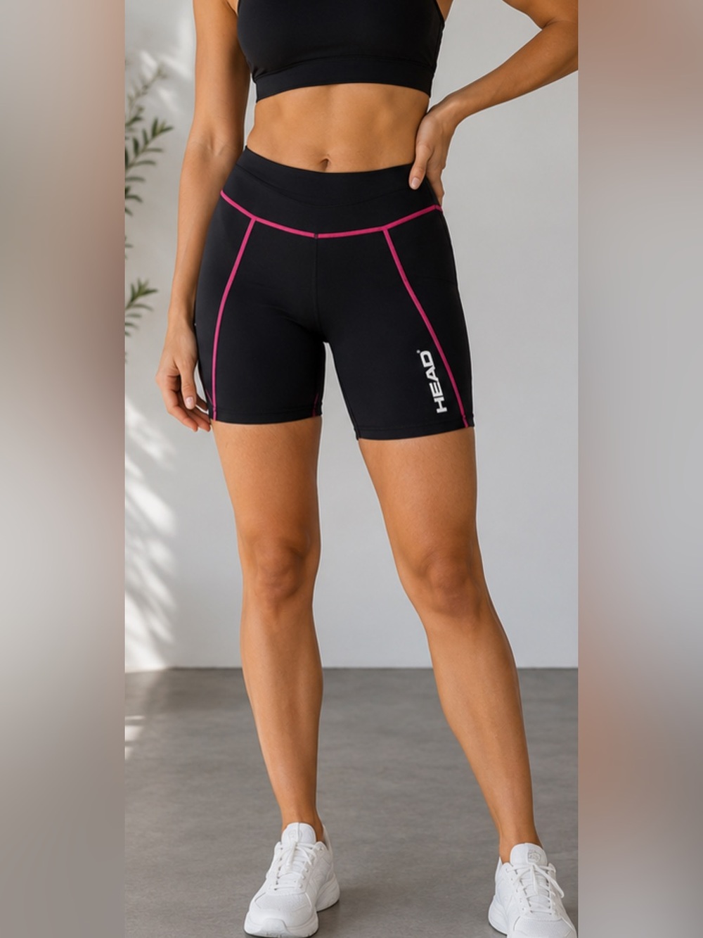 HEAD Women’s Biker Shorts Medium Black Pink Compression Athletic Yoga